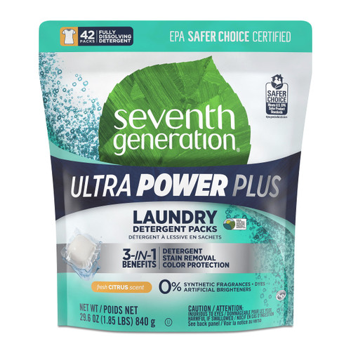 Seventh Generation Ultra Power Plus Laundry Detergent Packs Fresh Citrus Laundry Soap Washing Detergent 42 count
