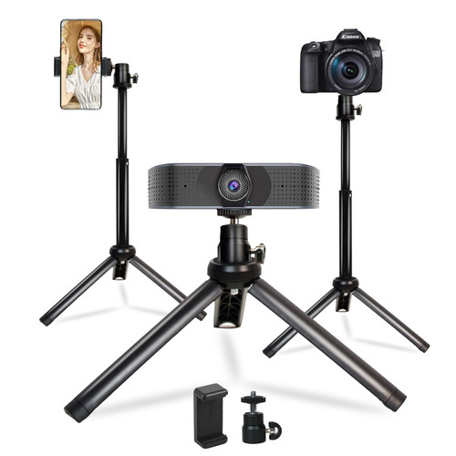 MamaWin Lightweight Mini Tripod for Camera/Phone/Webcam, Extendable Stand, for Logitech Webcam C615 C920 C922 C922x C925e C930 C930e or Other Devices with 1/4" Thread(Black)
