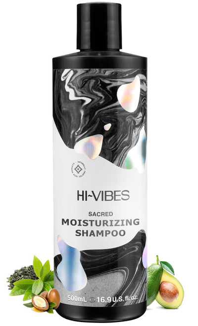 MOEHAIR Hi-Vibes Vegan Sacred Moisturizing Shampoo | Infused with Sunflower, Avocado & Argan Oil | Hydrates & Nourishes Hair | Repairs Damage | Softens Hair | Paraben & Sulfate Free (16.9 Oz. Fl)