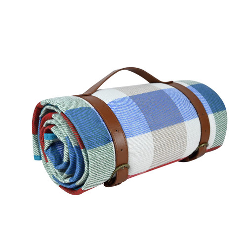 Zide Picnic Blanket Extra Large Waterproof 79"x79"/59"x79" Foldable Comfortable 3 Layers Picnic Mat for Park Grass Outdoor Beach Blanket (Red Blue Plaid 79"X79")