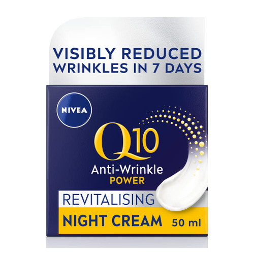 NIVEA Q10 Power Anti-Wrinkle + Firming Night Cream (50 ml), Anti Ageing Cream + Creatine and Q10, Nightly Moisturiser for Women, Reduce Appearance of Wrinkles NIVEA Q10 Power Anti-Wrinkle + Firming Night Cream (50 ml), Anti Ageing Cream + Creatine and Q10, Nightly Moisturiser for Women, Reduce Appearance of Wrinkles