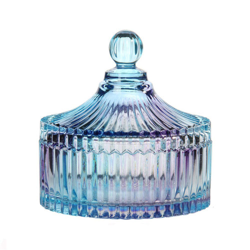 CHOOLD Luxury Colorful Tent Shaped Crystal Candy Jar with Lid,Clear Glass Apothecary Jar Wedding Candy Buffet Jar Food Jar - 10 oz
