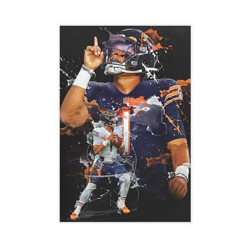 KULILK Justin Fields Canvas Poster Wall Art Decor Print Picture Paintings for Living Room Bedroom Decoration Unframe: Unframe:12x18inch(30x45cm)