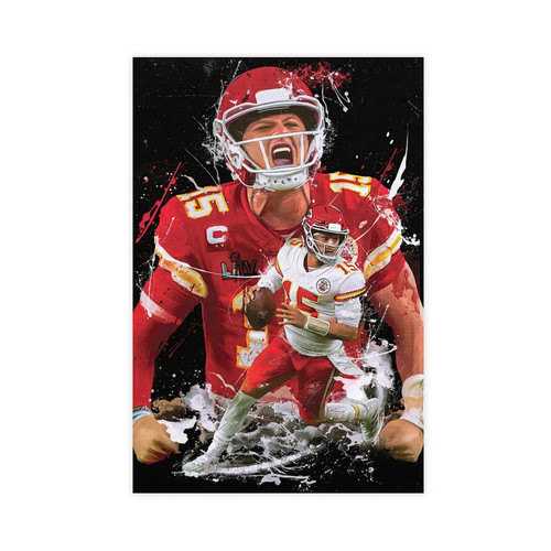 KULILK Patrick Mahomes Canvas Poster Wall Art Decor Print Picture Paintings for Living Room Bedroom Decoration Unframe: Unframe:12x18inch(30x45cm)