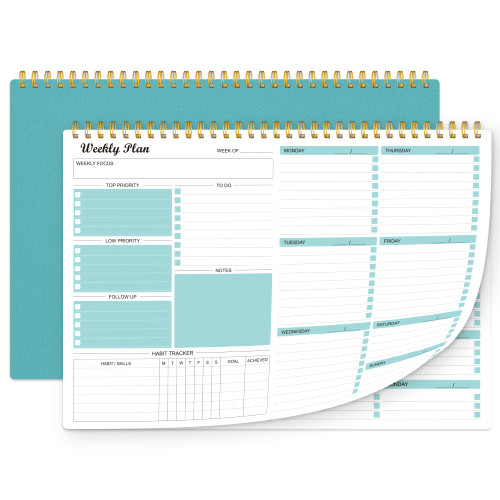 Weekly Planner Notepad Undated Weekly Goals Schedule Planner To Do List Notebook Planning Pad Calendars Organizers Habit Tracker Journal for Men & Women,52 sheets (8.5x12")