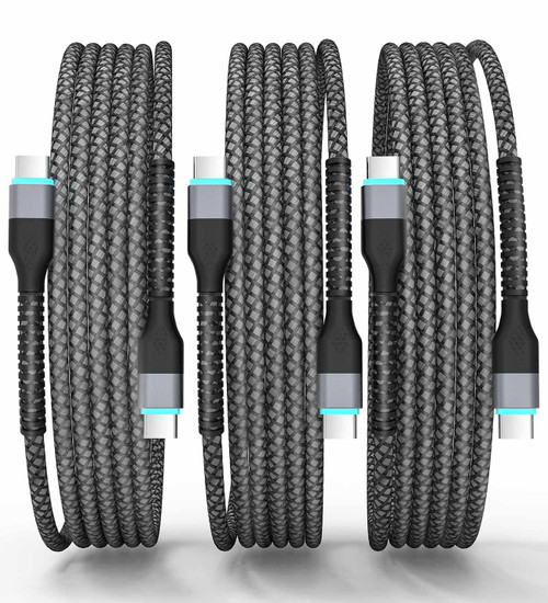 USB C to USB C Cable, 3 Pack 10ft USB-C 60W Type C Fast Charging Cord Charger Compatible with iPhone 15 15 Pro/15 Pro Max MacBook Pro/Air iPad Pro Mini 6 Samsung Galaxy S23 S22 S21 S20 Ultra