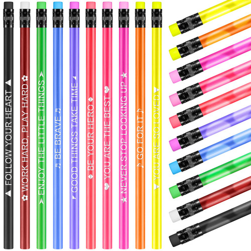 40 Pcs Color Changing Mood Pencil with Motivational Sayings Inspirational Pencils 2b Changing Pencil Heat Assorted Thermochromic Pencils with Eraser for Student (Motivational Style, Classic Color,)