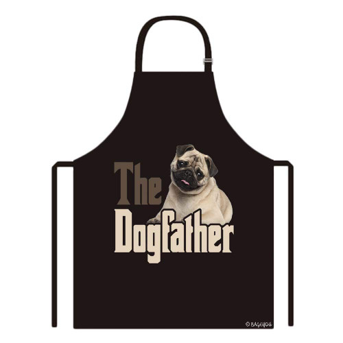 BAGEYOU The Dogfather Pug Apron Dog Dad Animal Pet Kitchen Baking Chef Apron 29x34 Inch