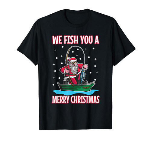 Christmas costume fisherman fishing funny cool Santa Claus T-Shirt Christmas costume fisherman fishing funny cool Santa Claus T-Shirt