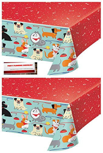 2 Pack - Puppy Dog Birthday Party Plastic Table Cover 54 x 102 Inches (Plus Party Planning Checklist by Mikes Super Store)