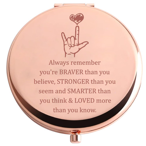 AKTAP ASL Gift American Sign Language Makeup Mirror for Sign Language Teacher Appreciation Gift ASL Pocket Mirror (ASL Compact Mirror)