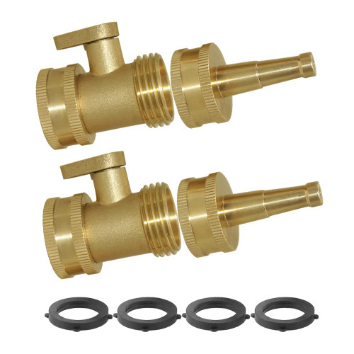 Hooshing Brass Jet Nozzle Water Hose High Pressure with Garden Hose Shut Off Valve Heavy Duty 3/4" GHT Connector 4 Pack