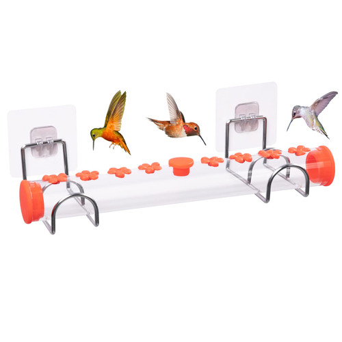 Window Hummingbird Feeder- Top Fill Humming Bird Feeder Tube with 8 Ports Leak Proof Bird Feeder for Outside Viewing Window Hummingbird Feeder- Top Fill Humming Bird Feeder Tube with 8 Ports Leak Proof Bird Feeder for Outside Viewing