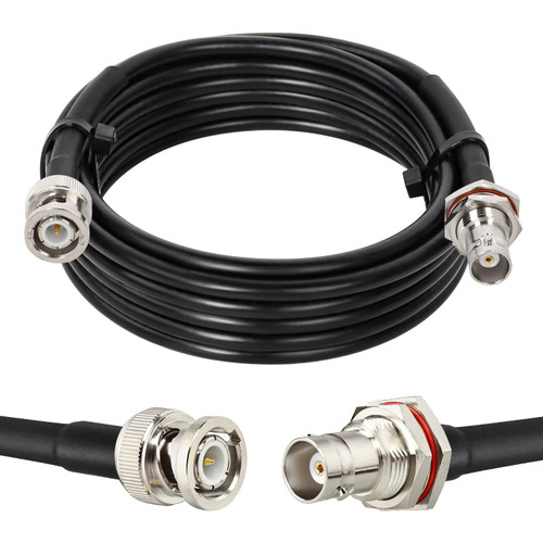 MOOKEERF BNC Cable - 50 ohm RG58 10FT BNC Male to Female Coax Cable Bulkhead Low Loss Antenna Extension Cable for CB Radio/VHF Ham Radio/Wireless Microphone/Antenna/CCTV/Amateur Radio etc.