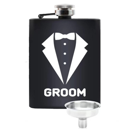 1 PCS Groom flask Groomsmen Proposal Gifts, Stainless Steel Hip Flask 8 Oz for Bachelor Party Favors