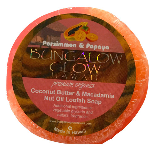Bungalow Glow Hawaii Premium Organics Coco Butter Loofah Soap (Persimmon & Papaya)