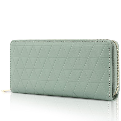 TAN.TOMI Wallets for Women,Vegan Leather Card Holder Bifold Womens Wallet,Large Capacity Wallet Women Zipper Coins Pocket with ID Window Light mint