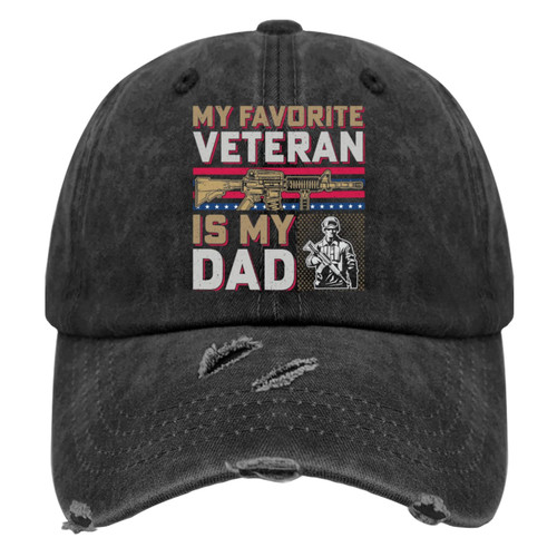 TAGEXZ My Favorite Veteran is My Dad Cap Garden Hat AllBlack Trucker Hats Women Gifts for Her Cool Caps
