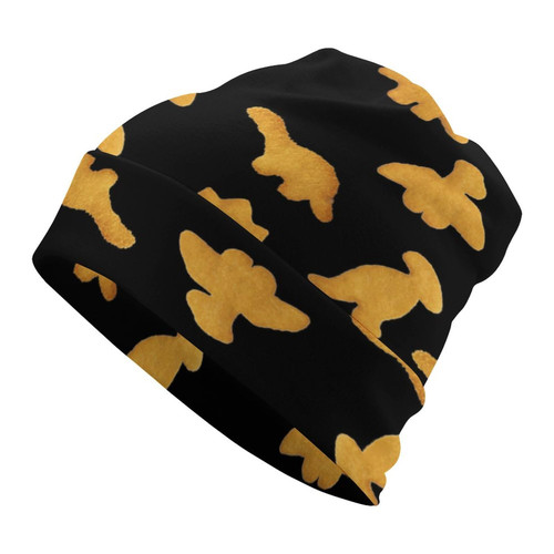 Cute Dinosaur Chicken Nuggets Pattern Beanie Hat for Men Women Knit Warm Casual Hats Classic Winter Cap