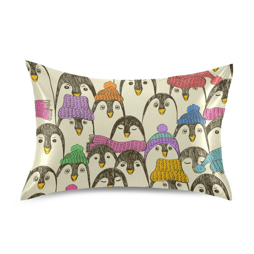 xigua Satin Pillowcase Cute Penguins Silk Satin Pillowcase for Hair and Skin Satin Pillow Cases with Envelop Closure 20x30 in