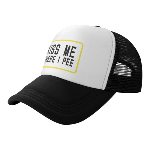 LGBTQ Rainbow Kiss Me Where I Pee Baseball Cap, Stylish Casquette Trucker Dad Adjustable Visor Hat for Sport