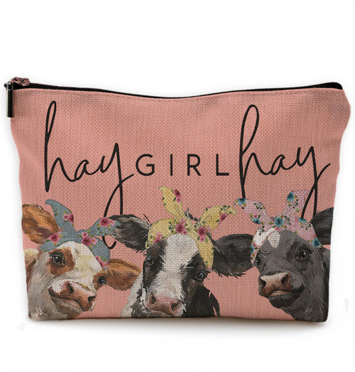 NEGIGA Cow Print Stuff,Cow Makeup Bag,Cow Gifts,Western Makeup Bag,Makeup Bags For Women,Cow Print(Orange Cosmetic Bag)