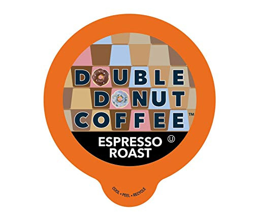 Double Donut Unflavored Coffee, Recyclable Single Serve Cups for Keurig K Cup Brewer, 24 Count (Espresso Roast)