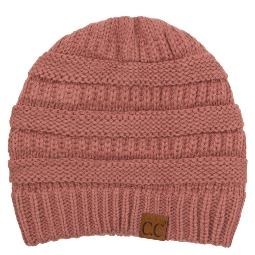 C.C Women's Thick Soft Knit Beanie Cap Hat, Mauve