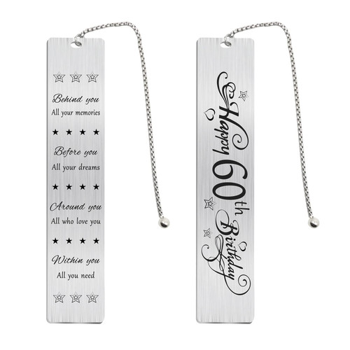 Jzxwan Happy 60th Birthday Gifts for Women Men, 60 Years Old Birthday Bookmark Gift for Him Her, 60 Birthday Decorations for Female
