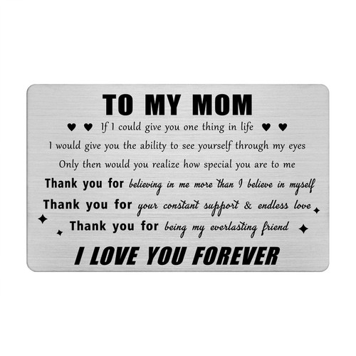 Jzxwan Mom Christmas Card from Daughter Son, I Love My Mom Birthday Gifts for Valentine, Mothers Day Present Thank You Mom Wallet Gift Card