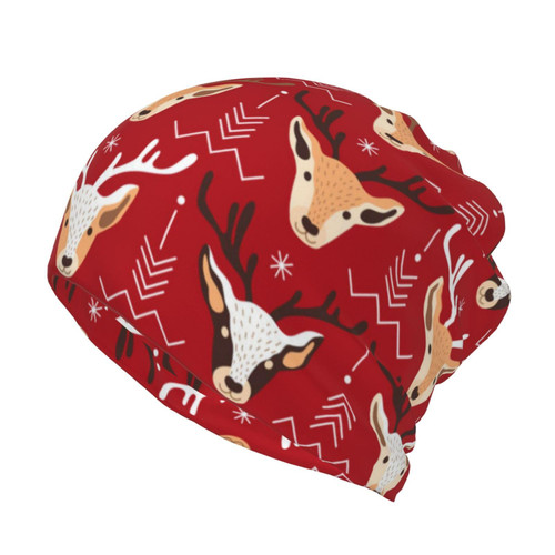 Christmas Snowflakes Skull Beanie Hat Adult Skull Cap Warm Slouchy Knit Hat Headwear Gift for Men Women