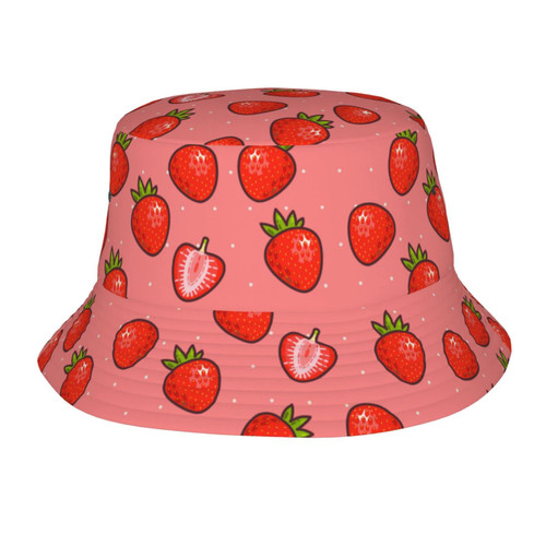 AIMASTZ Strawberry Bucket Hat Unisex Outdoor Summer Beach Sun Hat Packable Fisherman Cap AIMASTZ Strawberry Bucket Hat Unisex Outdoor Summer Beach Sun Hat Packable Fisherman Cap