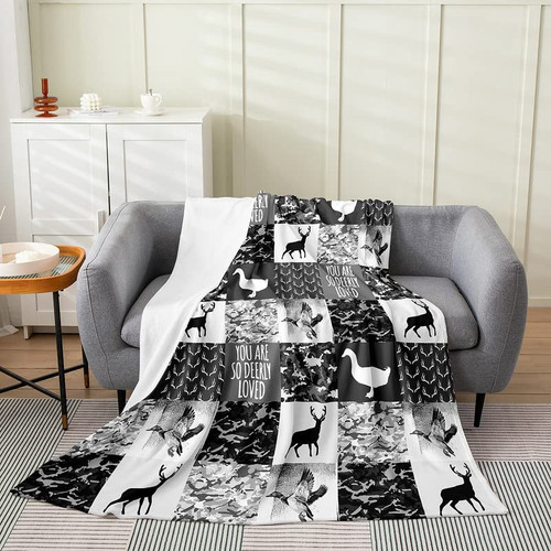 Feelyou Deer Duck Cowhide All Season,Bed Blanket Hunting Camo Theme Plush Throw Blanket, for Kids Decor Wildlife Decor Flannel Fleece Blanket Black White Wild Theme Baby 30"x40" Feelyou Deer Duck Cowhide All Season,Bed Blanket Hunting Camo Theme Plush Throw Blanket, for Kids Decor Wildlife Decor Flannel Fleece Blanket Black White Wild Theme Baby 30"x40"