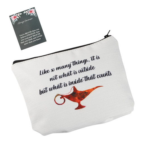 VAMSII Movie Inspired Gifts Aladdin Makeup Bag Lamp Magic Cosmetic Pouch But What Is Inside That Counts Gifts (counts bag)