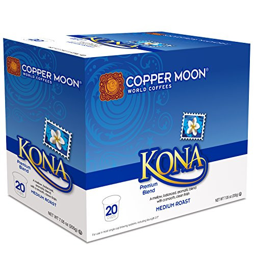 Copper Moon Coffee Single Serve Pods for Keurig 2.0 K-Cup Brewers, Kona Blend, Medium Roast Coffee with a Mellow Balanced Body and Nutty Finish, 20 Count