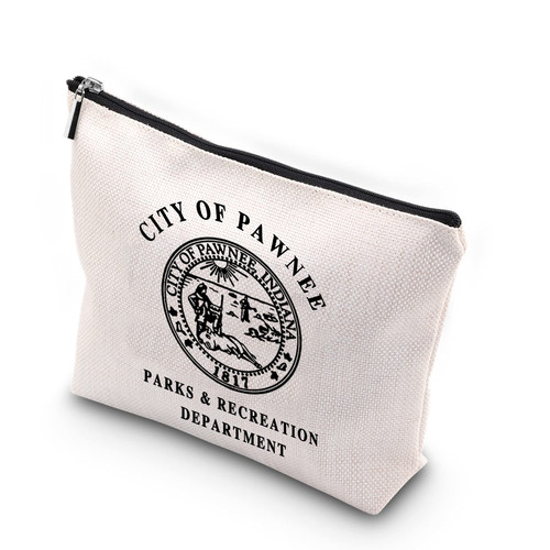 WCGXKO TV Show Inspired Gift City Of Pawnee Parks And Rec Department Zipper Pouch Makeup Bag for Fans (City Of Pawnee)