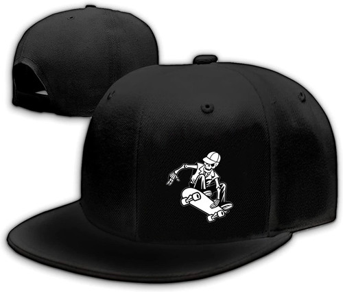 Skull Hat Skeleton Hand Skateboard Flat Bill Hats for Men Snap Backpack Mens Hats Snapback Adjustable Baseball Cap for Teens Boys Hip Hop Outdoor Sports