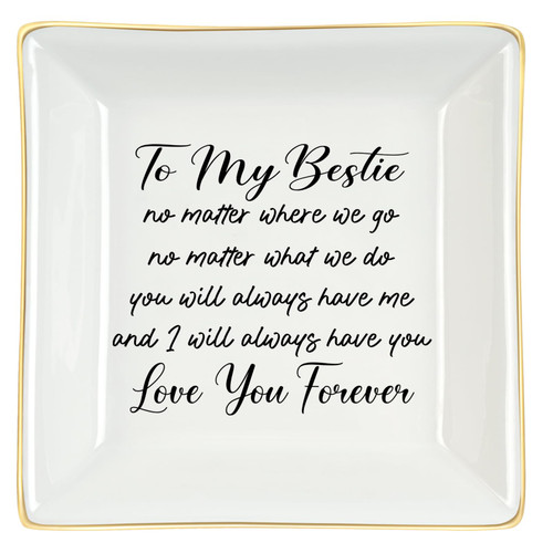 Homlouue Best Friend Present for Women, To My Bestie Ring Dish, Friendship Going Away Gifts for Friends, Birthday Gifts for Women Bestie, Sister Gifts from Sister, Ceramic Ring Holder Jewelry Tray Homlouue Best Friend Present for Women, To My Bestie Ring Dish, Friendship Going Away Gifts for Friends, Birthday Gifts for Women Bestie, Sister Gifts from Sister, Ceramic Ring Holder Jewelry Tray