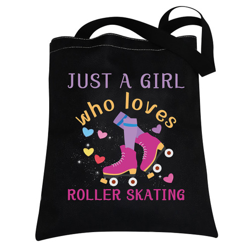 Roller Skating Gifts for Girls Just a Girl Who Loves Roller Skating Canvas Tote Bag Roller Skater Gift for Roller Skate Lover (Roller Skating Tote Bag)