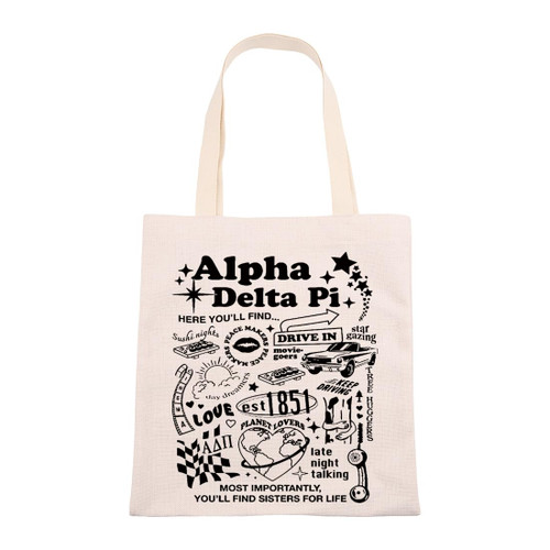 VAMSII Alpha Delta Pi Gifts Sorority Tote Bag Alpha Delta Pi Merch Greek Sorority Gifts Alpha Delta Pi Shoulder Bag for Friend Women (Beige) VAMSII Alpha Delta Pi Gifts Sorority Tote Bag Alpha Delta Pi Merch Greek Sorority Gifts Alpha Delta Pi Shoulder Bag for Friend Women (Beige)