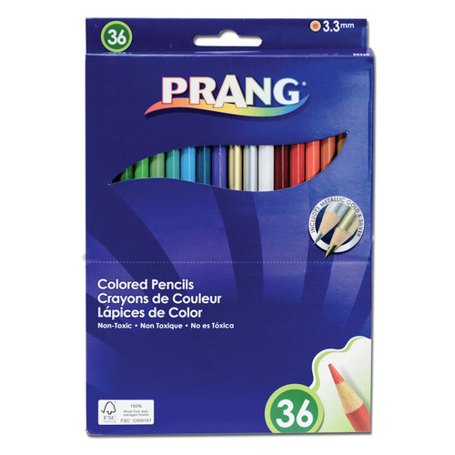 Prang 22360 36 Piece 7" 3.3 Mm Regular Core Colored Pencils Set