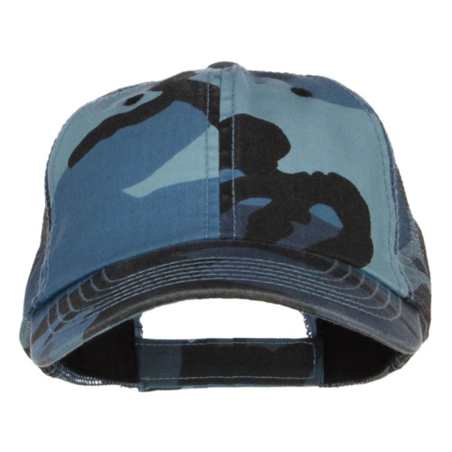 MG Enzyme Washed Camouflage Trucker Cap - Blue Camo OSFM