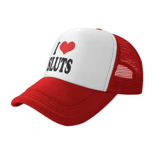 I Love Sluts Trucker hat Women Mesh Baseball Cap Sun Hat Fishing hat Men Hat Dad Hat Red I Love Sluts Trucker hat Women Mesh Baseball Cap Sun Hat Fishing hat Men Hat Dad Hat Red