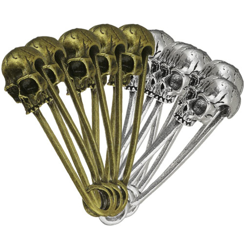 20pcs Skull Head Safety Pin Brooches Punk Skull Head Connectors Charms for Blankets Scarves Sweater Clothing Crafts Accessories