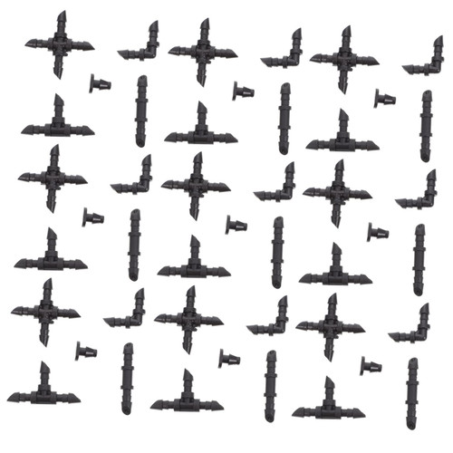 Happyyami 110pcs irrigation kit sprinkler pipe fittings irrigation hose adapter drip hose repair kit garden water hose connector irrigation tube end garden pipe dripper water pipe plastic