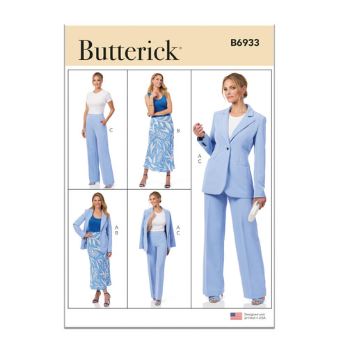 Butterick B6933B5 Misses' Semi-Fitted Jacket, A-line Skirt and Pants Sewing Pattern Kit, Design Code B6933, Sizes 8-10-12-14-16 Butterick B6933B5 Misses' Semi-Fitted Jacket, A-line Skirt and Pants Sewing Pattern Kit, Design Code B6933, Sizes 8-10-12-14-16
