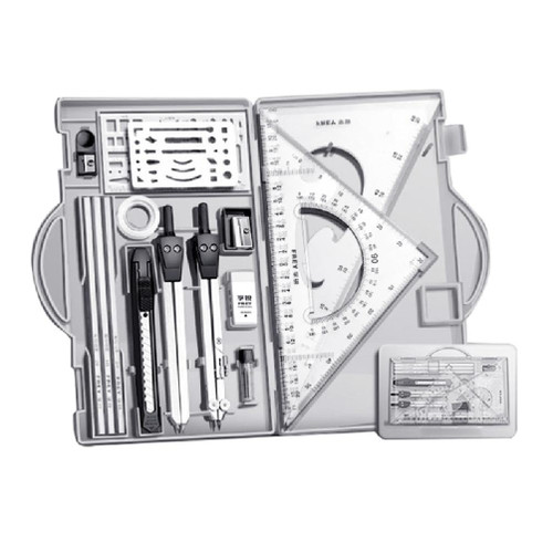 Shinycome Architect Set Professional Geometry Set 18 Compass and Protractor Set Drafting Tool Drawing Stencil Interior Design Tool