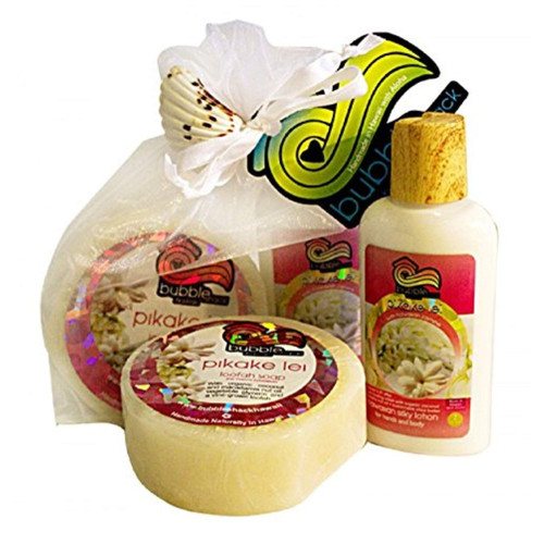 Hawaiian Bubble Shack Loofah Soap & Body Lotion Duo Set Pikake Lei