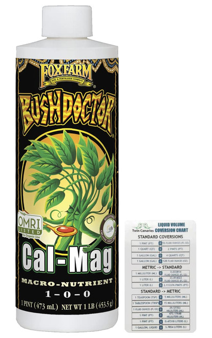 FoxFarm Bush Doctor Cal-Mag - 1 Pint (16 fl oz) + Twin Canaries Chart