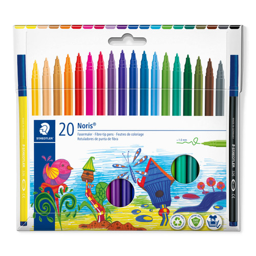 STAEDTLER 326 C20 Fibre-Tip Pen in Cardboard Pack - Assorted Colours (Pack of 20)